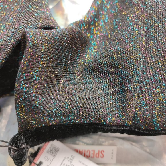 ZARA Multi-color glitter metallic thread sock booties NWT size 37 6.5 - Picture 14 of 16